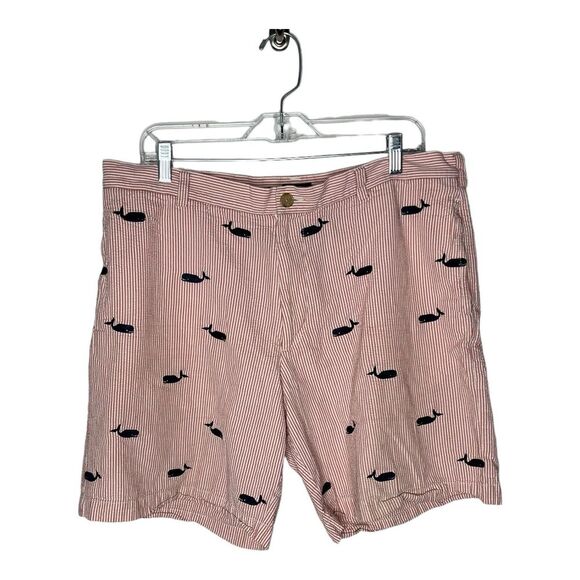 J.CREW Other - J Crew Chino Shorts‎ Mens 38 Seersucker Embroidered Whales Stripe Cotton Preppy